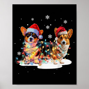 Cute Corgi Dog Christmas Lights Xmas Holidays Poster