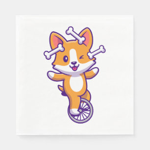 Cute Corgi Dog Circus with Bone Napkins