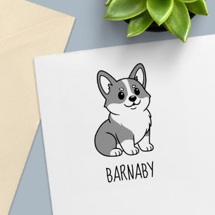 Cute Corgi Dog Custom Name Self-inking Stamp