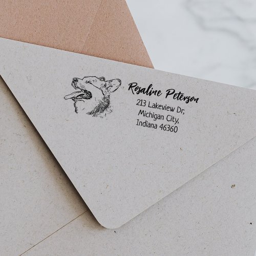 Cute Corgi Dog Custom Return Address  Rubber Stamp