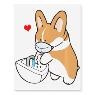 Cute Corgi Dog Face Mask Hand Sanitizer Long Sleev Temporary Tattoos
