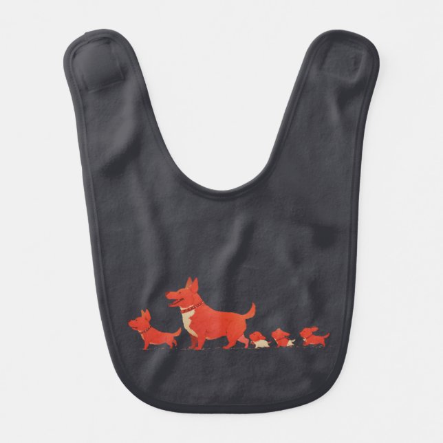 Cute Corgi Dog Family  – Baby Quote Baby Bib (Front)