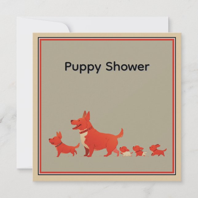 Cute Corgi Dog Family  Invitation (Front)