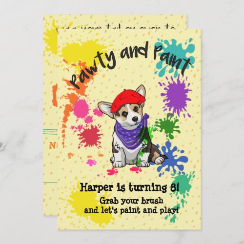 Cute Corgi Dog Fun Art Birthday Party Invitation
