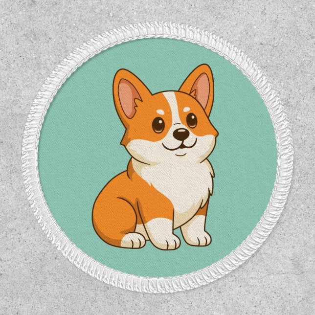 Cute Corgi Dog Green Patch (Front)