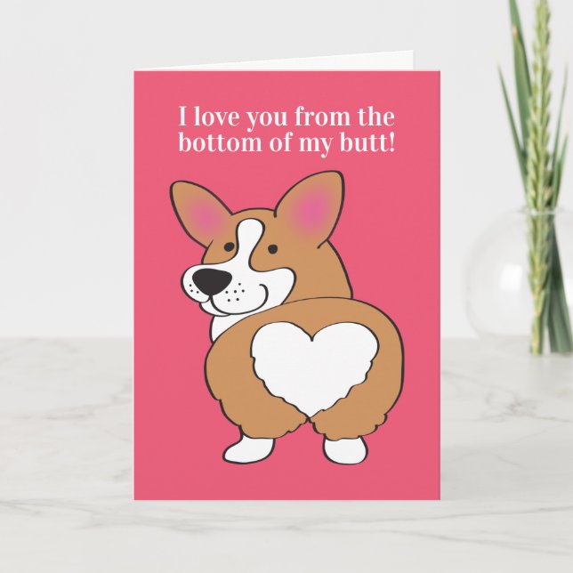 Cute Corgi Dog Heart Butt Valentines Holiday Card (Front)