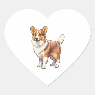 Cute Corgi Dog Heart Sticker