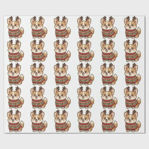 Cute Corgi Dog in Ugly Christmas Sweater Gift Wrap