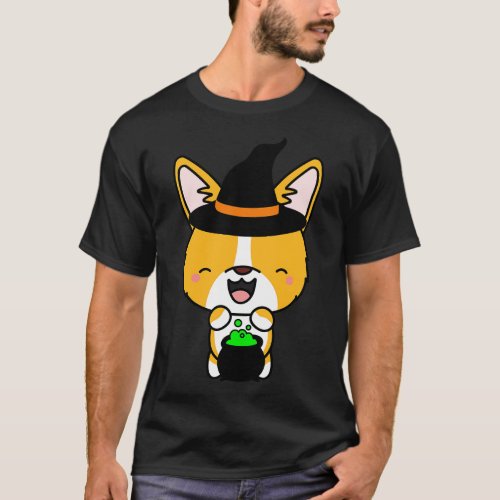 Cute corgi dog is a witch T_Shirt