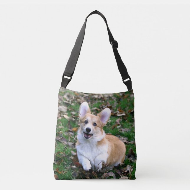 Cute Corgi Dog Leaping Crossbody Bag (Front)