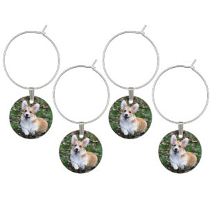 Cute Corgi Dog Leaping Wine Charm