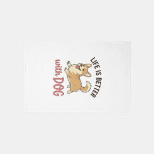 Cute Corgi Dog Life Is Better With Dog Design_1 Rug