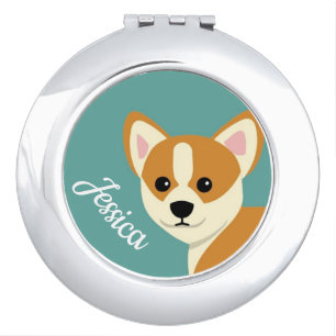Cute Corgi Dog Lover Personalised Compact Mirror