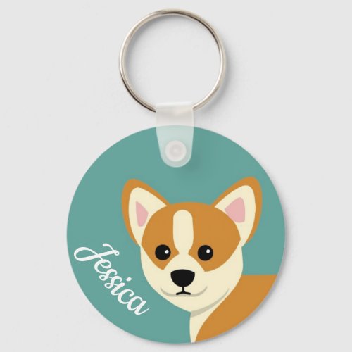Cute Corgi Dog Lover Personalised Keychain