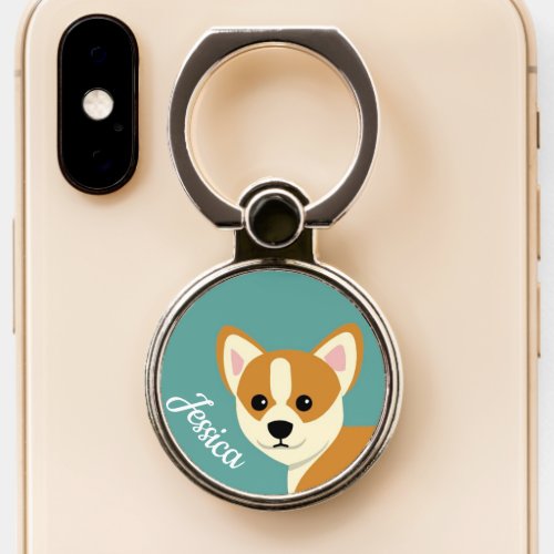 Cute Corgi Dog Lover Personalised Phone Ring Stand