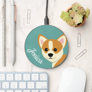 Cute Corgi Dog Lover Personalised Wireless Charger