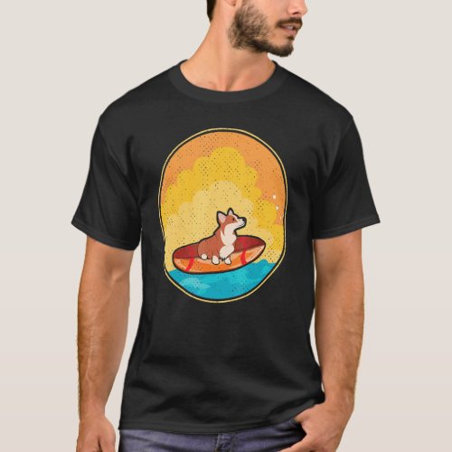 Cute Corgi Dog Lover Tee Wave Corgi Surfing Dog De