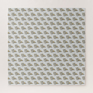 Cute Corgi Dog Pattern Gray Background Jigsaw Puzzle