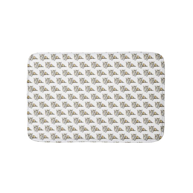 Cute Corgi Dog Pattern on Grey Background Bath Mat (Front)