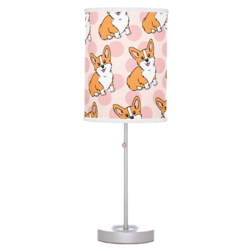 Cute Corgi Dog Pattern Pink Table Lamp