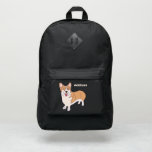 Cute Corgi Dog Personalized Port Authority® Backpack<br><div class="desc">This personalized backpack features an illustration of a cute Corgi dog or Pembroke Welsh Corgi,  if you prefer on the front pocket. It's ready to be personalized with a name or other text in bold cream colored lettering. Makes a great gift for Corgi owners and dog lovers.</div>