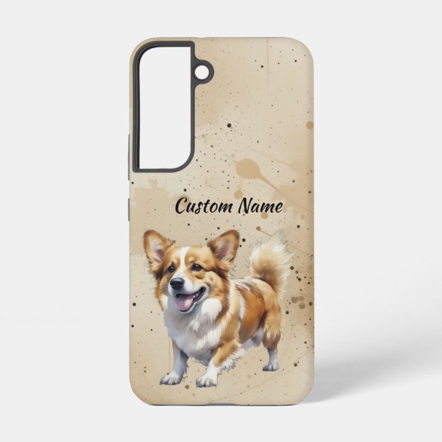 Cute Corgi Dog Pet Custom Name Samsung Galaxy Case (Back)