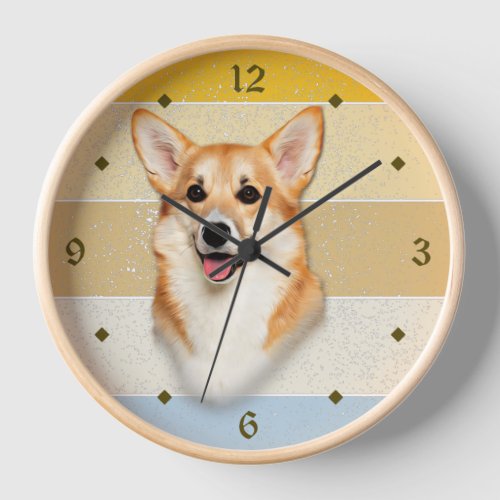 Cute Corgi Dog Retro Sunset Clock