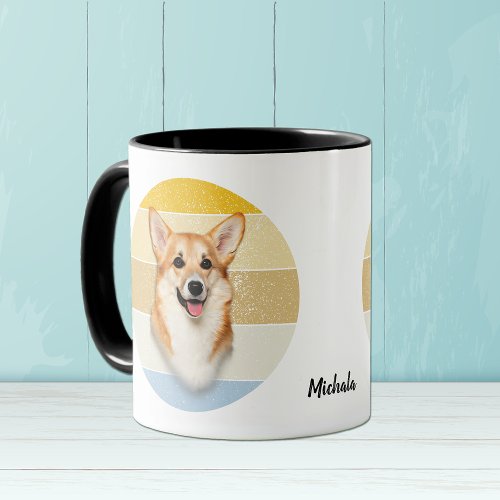 Cute Corgi Dog Retro Sunset Mug