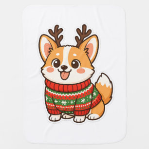Cute Corgi Dog Ugly Christmas Sweater Holiday Swea Baby Blanket