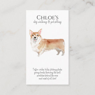 Cute Corgi Dog Walker Pet Sitter Business Card