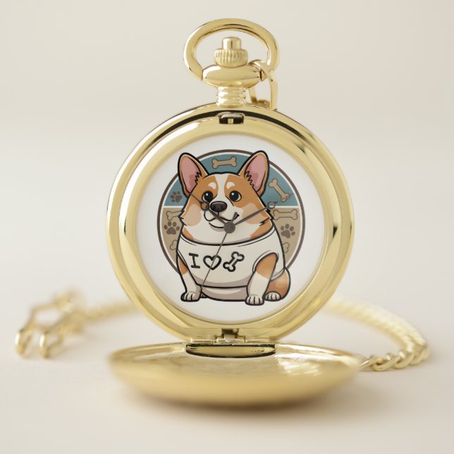 Cute Corgi Dog Watch with Bone Pattern (Inside)