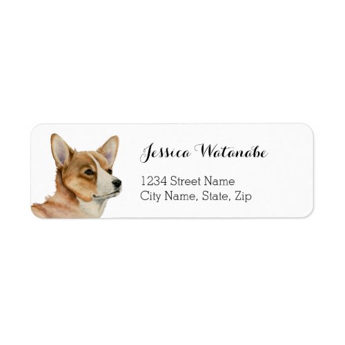 Cute Corgi Dog Watercolor Art Label