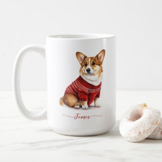 Cute Corgi Dog Watercolor Personalized Christmas
