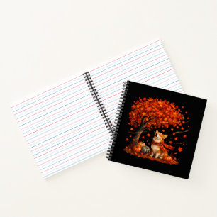Cute Corgi Dog with Fall Leaves Forest Autumn Notebook
