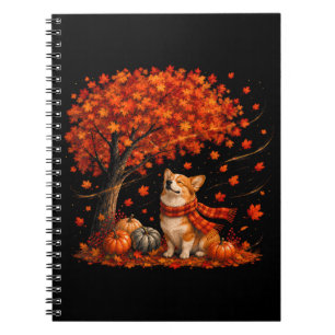 Cute Corgi Dog with Fall Leaves Forest Autumn Notebook