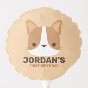 Cute Corgi Dog with Personalized Name Balloon