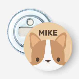 Cute Corgi Dog with Personalized Name Bottle Opener