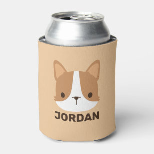 Cute Corgi Dog with Personalized Name Can Cooler