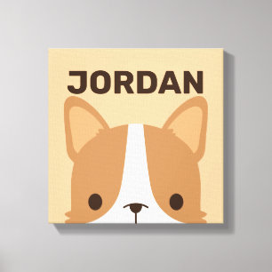 Cute Corgi Dog with Personalized Name Canvas Print