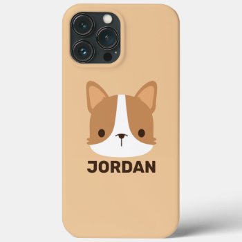 Cute Corgi Dog With Personalized Name  Iphone 13 Pro Max Case by chingchingstudio at Zazzle