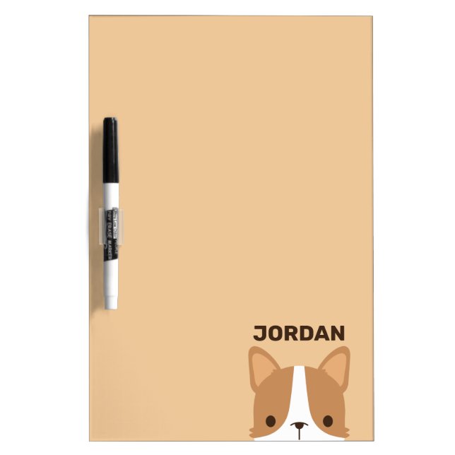 Cute Corgi Dog with Personalized Name Dry Erase Board (Front)