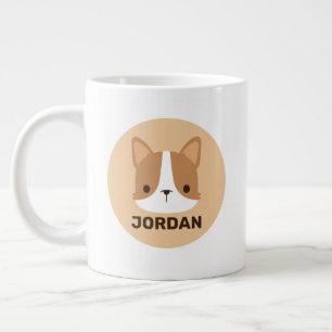 Cute Corgi Dog with Personalized Name Giant Coffee Mug