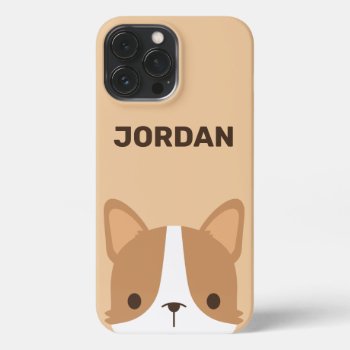 Cute Corgi Dog With Personalized Name Iphone 13 Pro Max Case by chingchingstudio at Zazzle