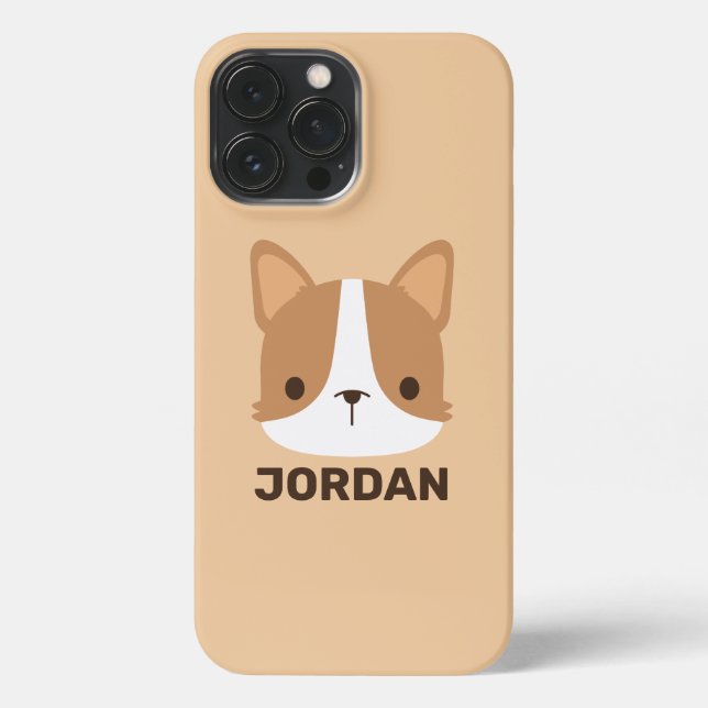 Cute Corgi Dog with Personalized Name iPhone Case (Back)