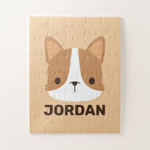 Cute Corgi Dog with Personalized Name Jigsaw Puzzle