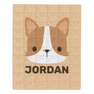 Cute Corgi Dog with Personalized Name Jigsaw Puzzle