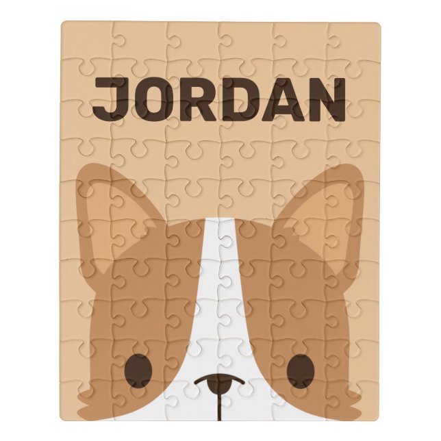 Cute Corgi Dog with Personalized Name Jigsaw Puzzle (Puzzle Vertical)