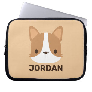 Cute Corgi Dog with Personalized Name Laptop Sleeve