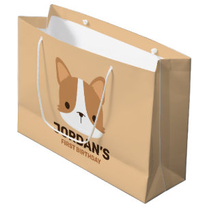 Cute Corgi Dog with Personalized Name Large Gift Bag