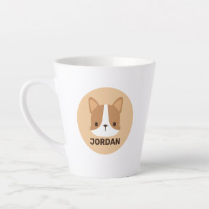 Cute Corgi Dog with Personalized Name Latte Mug